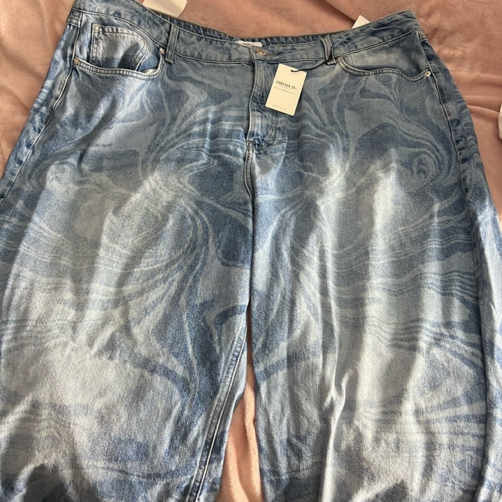 Forever 21 Swirl Baggy Jeans